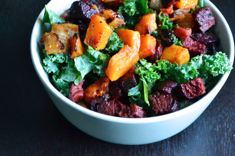 Miso-Harissa Roasted butternut squash and beets