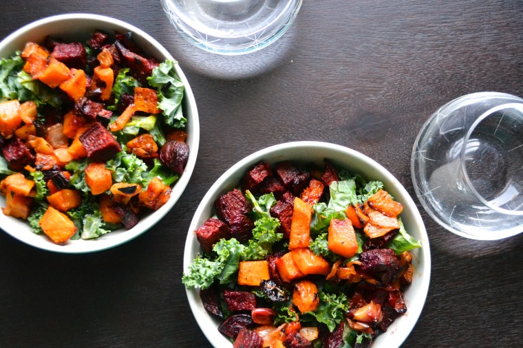 Miso-Harissa Roasted butternut squash and beets