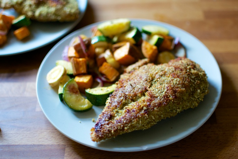 Paleo Curried Pumpkin Seed Crusted Chicken