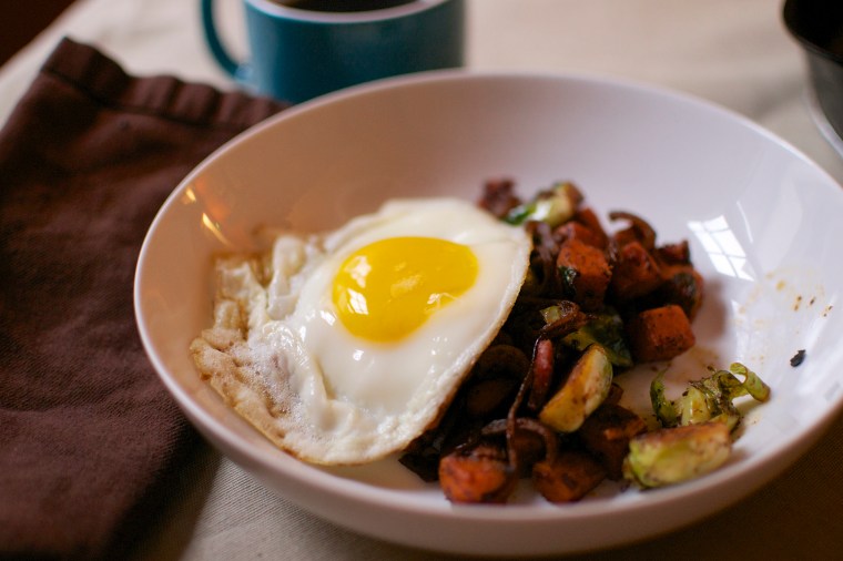 Brussels Sprouts and Sweet Potato Breakfast Skillet // Big Eats Tiny Kitchen