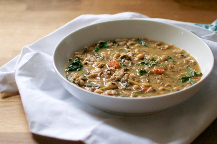 Slow Cooker Black Eyed Pea, Wild Rice, and Kale Stew // Big Eats Tiny Kitchen